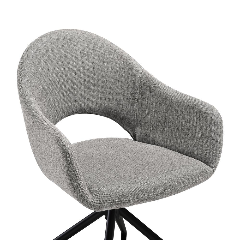 Swivel Upholstered Dining Chair in Gray Fabric with Black Metal Legs - Set of 2. Picture 6