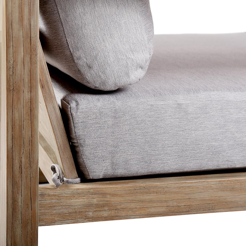Paradise Outdoor Light Eucalyptus Wood Sofa with Grey Cushions. Picture 4