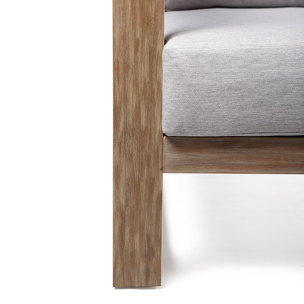 Paradise Outdoor Light Eucalyptus Wood Sofa with Grey Cushions. Picture 7