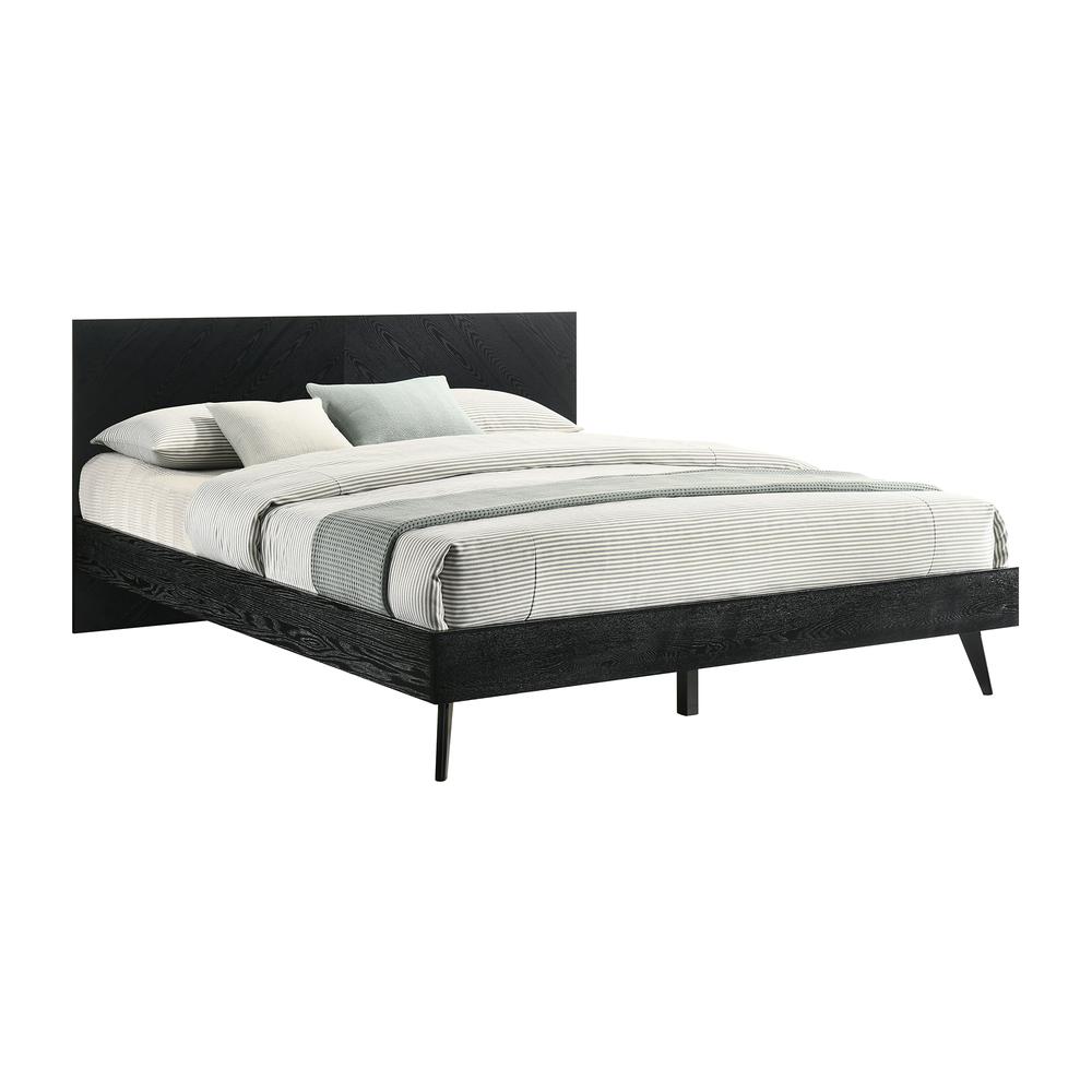 Petra King Platform Wood Bed Frame in Black Finish. Picture 1