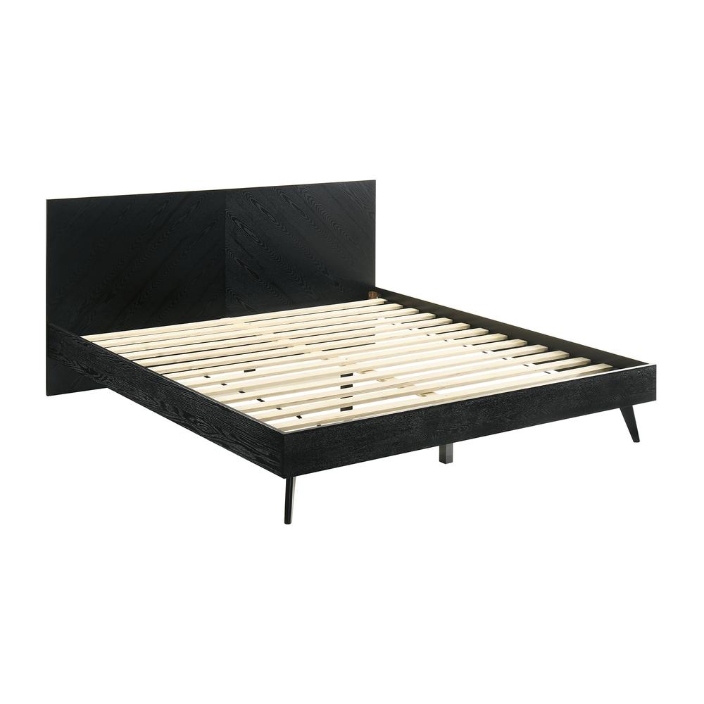 Petra King Platform Wood Bed Frame in Black Finish. Picture 2