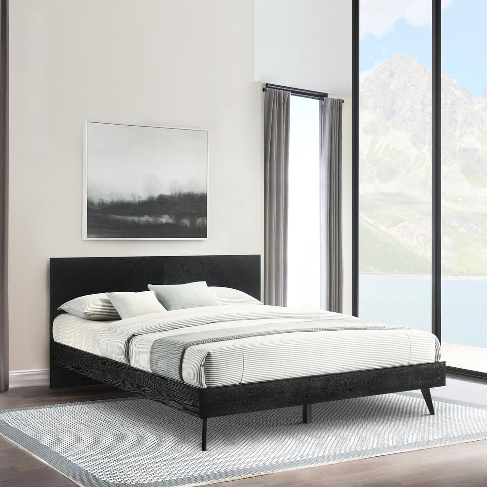 Petra King Platform Wood Bed Frame in Black Finish. Picture 12