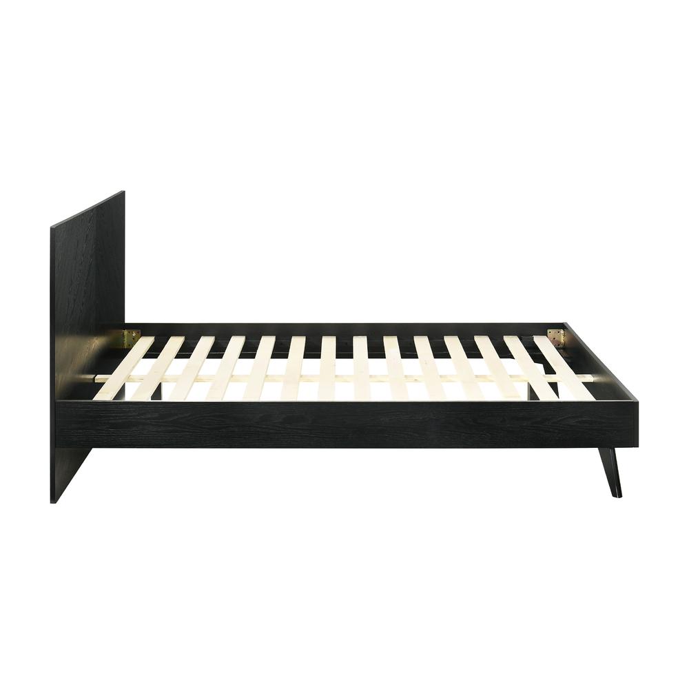 Petra Queen Platform Wood Bed Frame in Black Finish. Picture 4