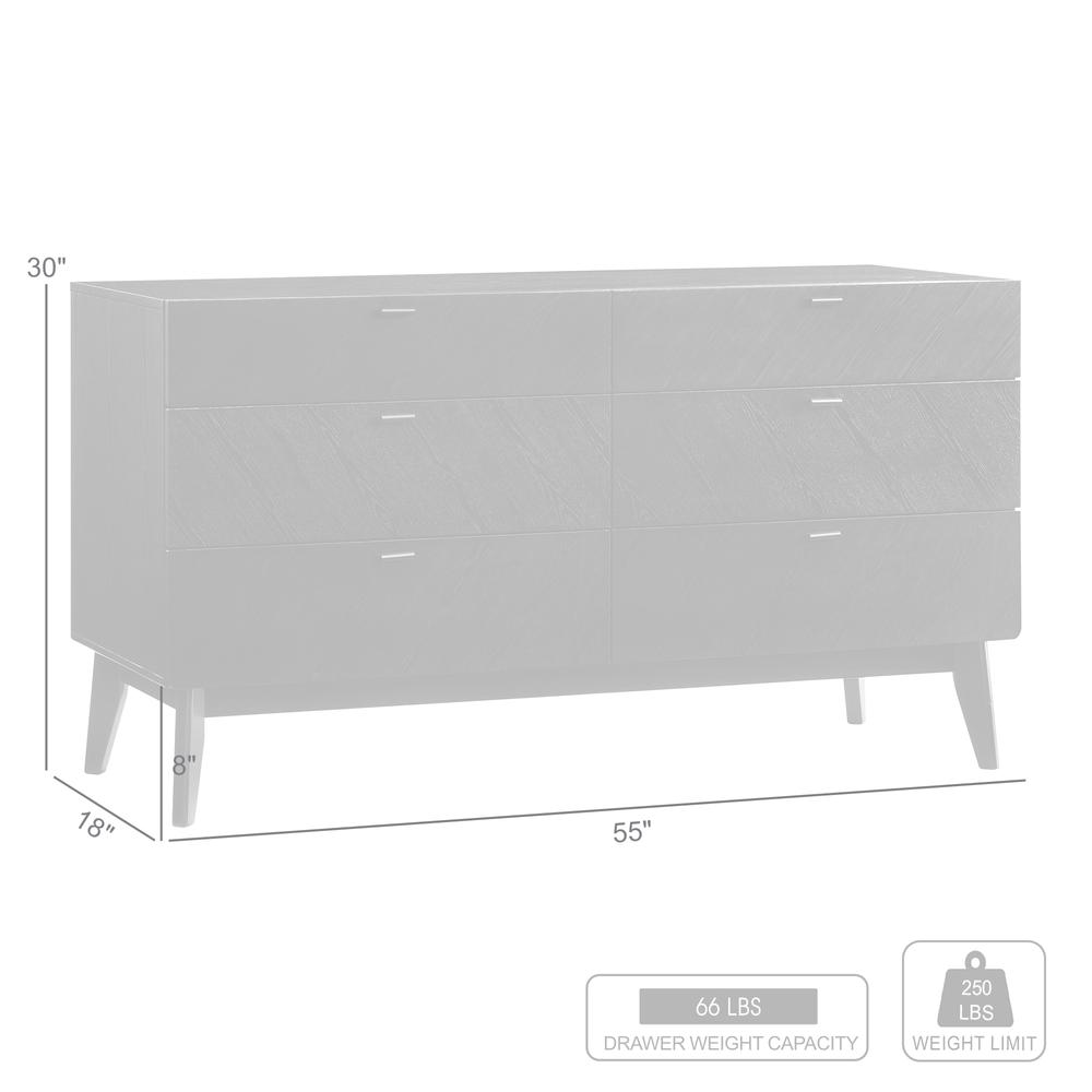 Petra 6 Drawer Wood Dresser in Black Finish. Picture 10