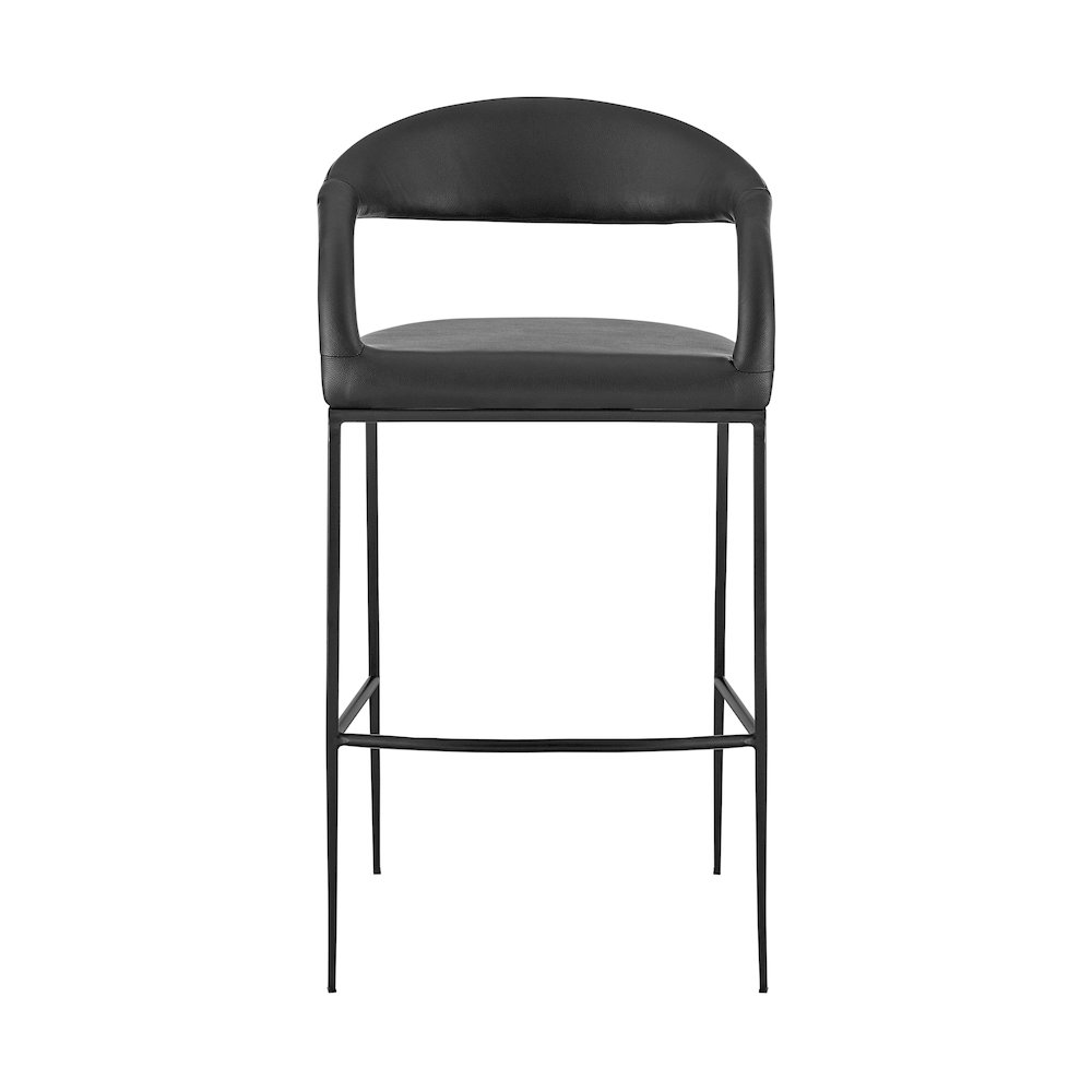Ramona 26" Counter Stool with Matte Black Iron and Black Faux Leather. Picture 2