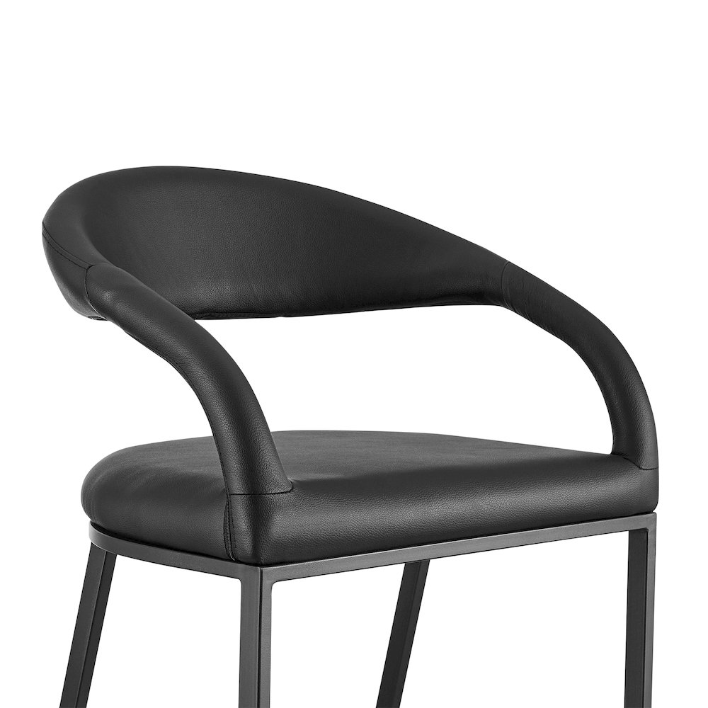 Ramona 26" Counter Stool with Matte Black Iron and Black Faux Leather. Picture 4