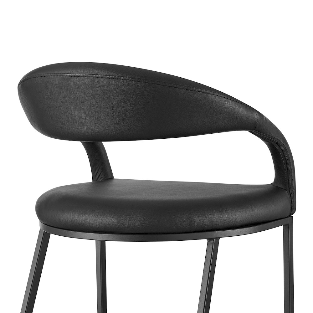 Ramona 26" Counter Stool with Matte Black Iron and Black Faux Leather. Picture 5