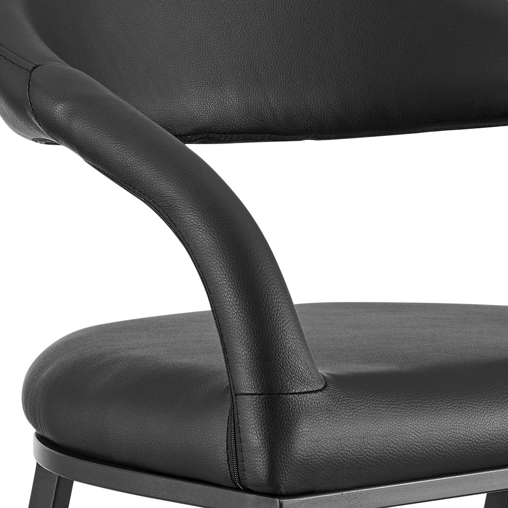 Ramona 26" Counter Stool with Matte Black Iron and Black Faux Leather. Picture 6