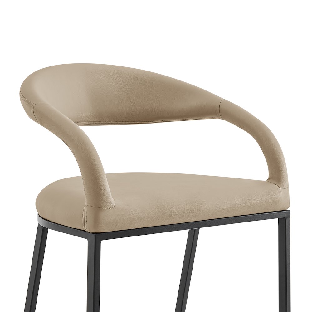 Ramona 30" Bar Stool with Matte Black Iron and Beige Faux Leather. Picture 4