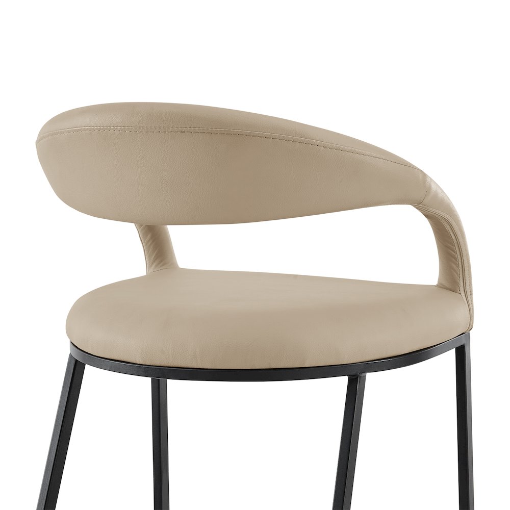 Ramona 30" Bar Stool with Matte Black Iron and Beige Faux Leather. Picture 5