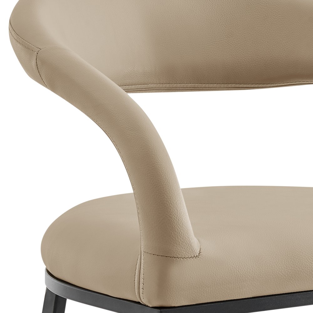 Ramona 30" Bar Stool with Matte Black Iron and Beige Faux Leather. Picture 6