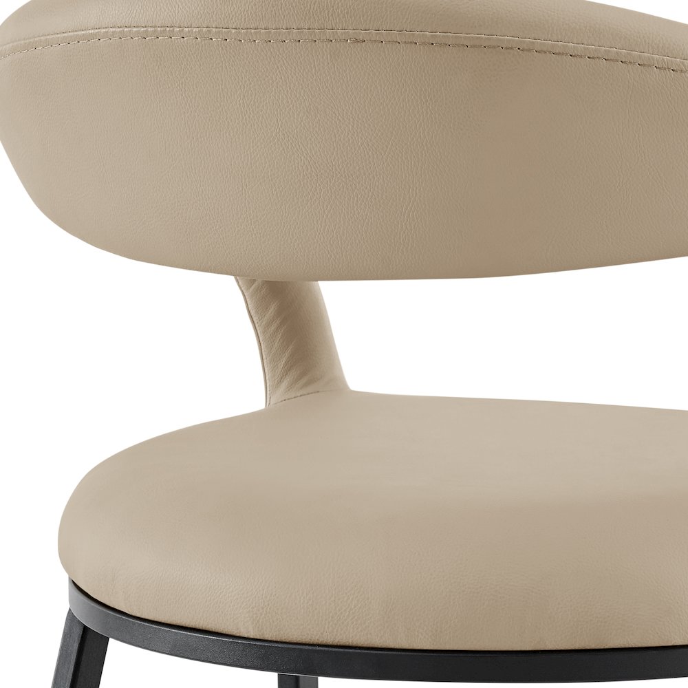 Ramona 30" Bar Stool with Matte Black Iron and Beige Faux Leather. Picture 7