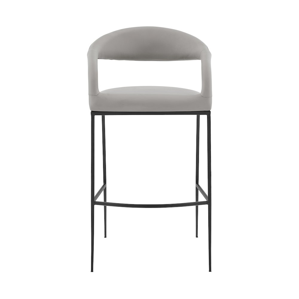 Ramona 26" Counter Stool with Matte Black Iron and Light Gray Leather. Picture 2