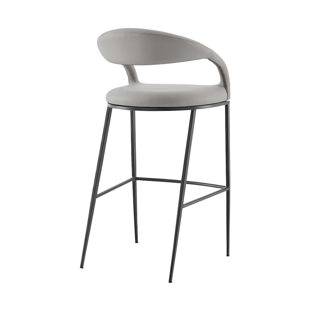 Ramona 26" Counter Stool with Matte Black Iron and Light Gray Leather. Picture 3