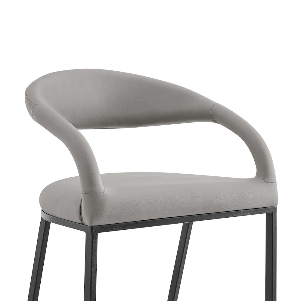 Ramona 26" Counter Stool with Matte Black Iron and Light Gray Leather. Picture 4