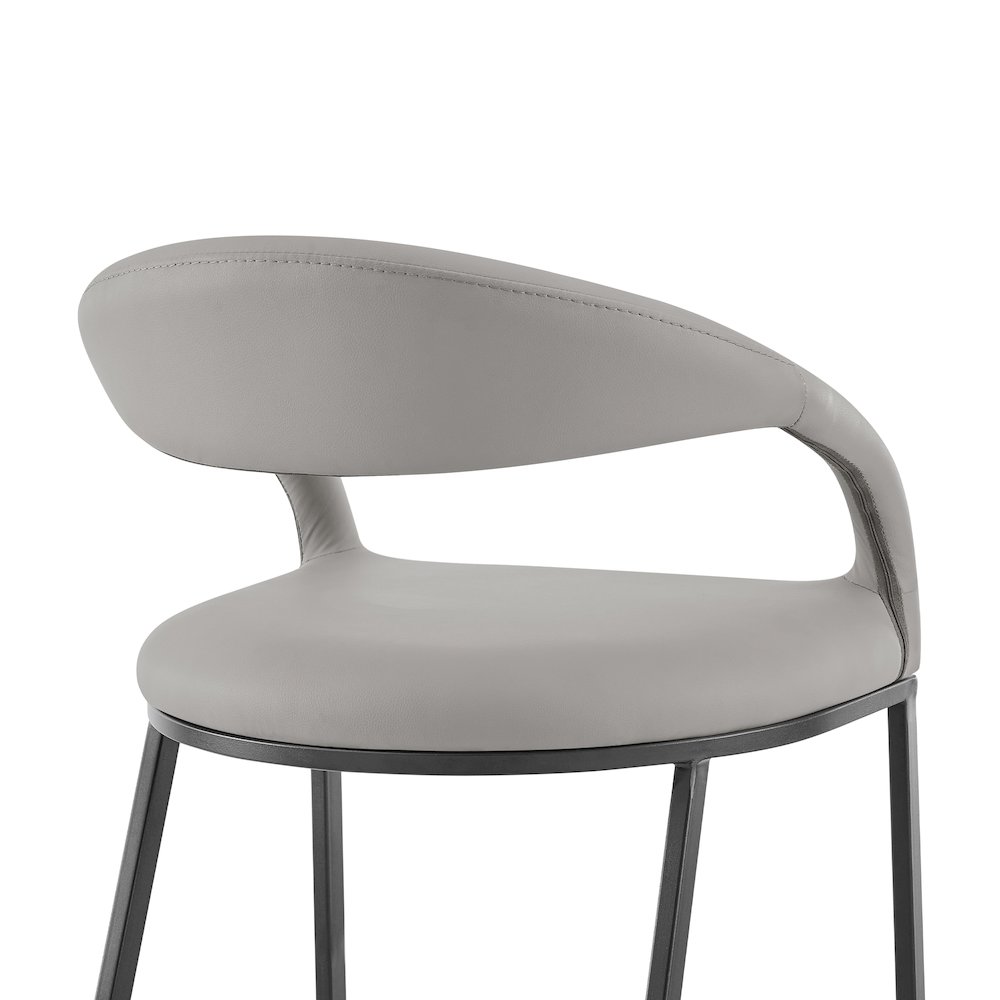 Ramona 26" Counter Stool with Matte Black Iron and Light Gray Leather. Picture 5