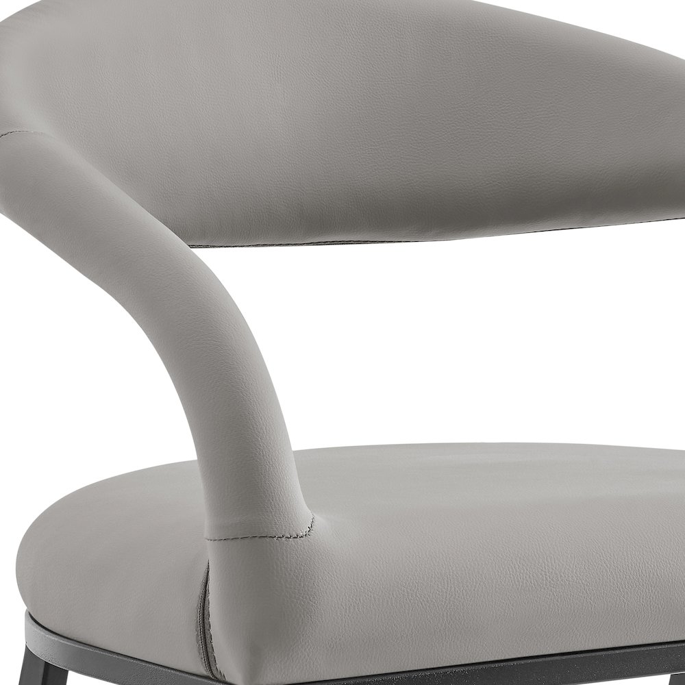 Ramona 26" Counter Stool with Matte Black Iron and Light Gray Leather. Picture 6