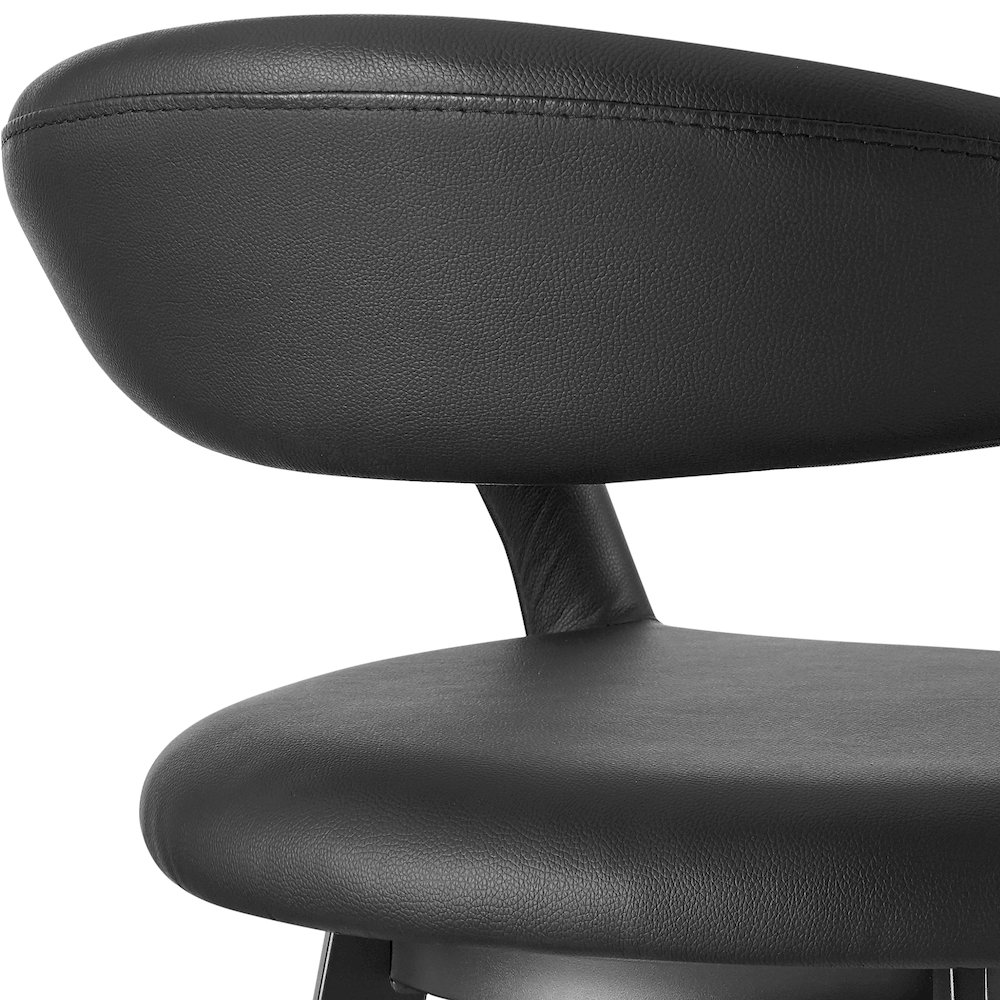 Ramona 26" Swivel Counter Stool with Matte Black Iron and Black Faux Leather. Picture 7