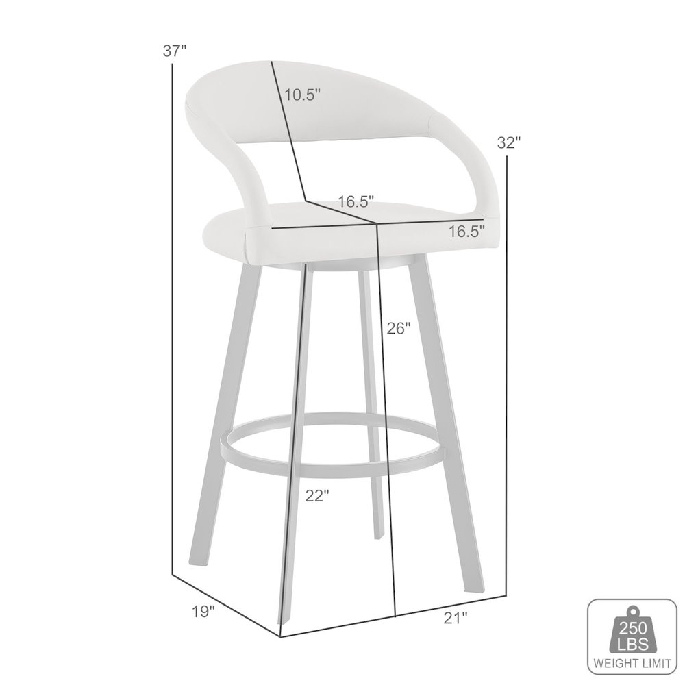 Ramona 26" Swivel Counter Stool with Matte Black Iron and Black Faux Leather. Picture 9