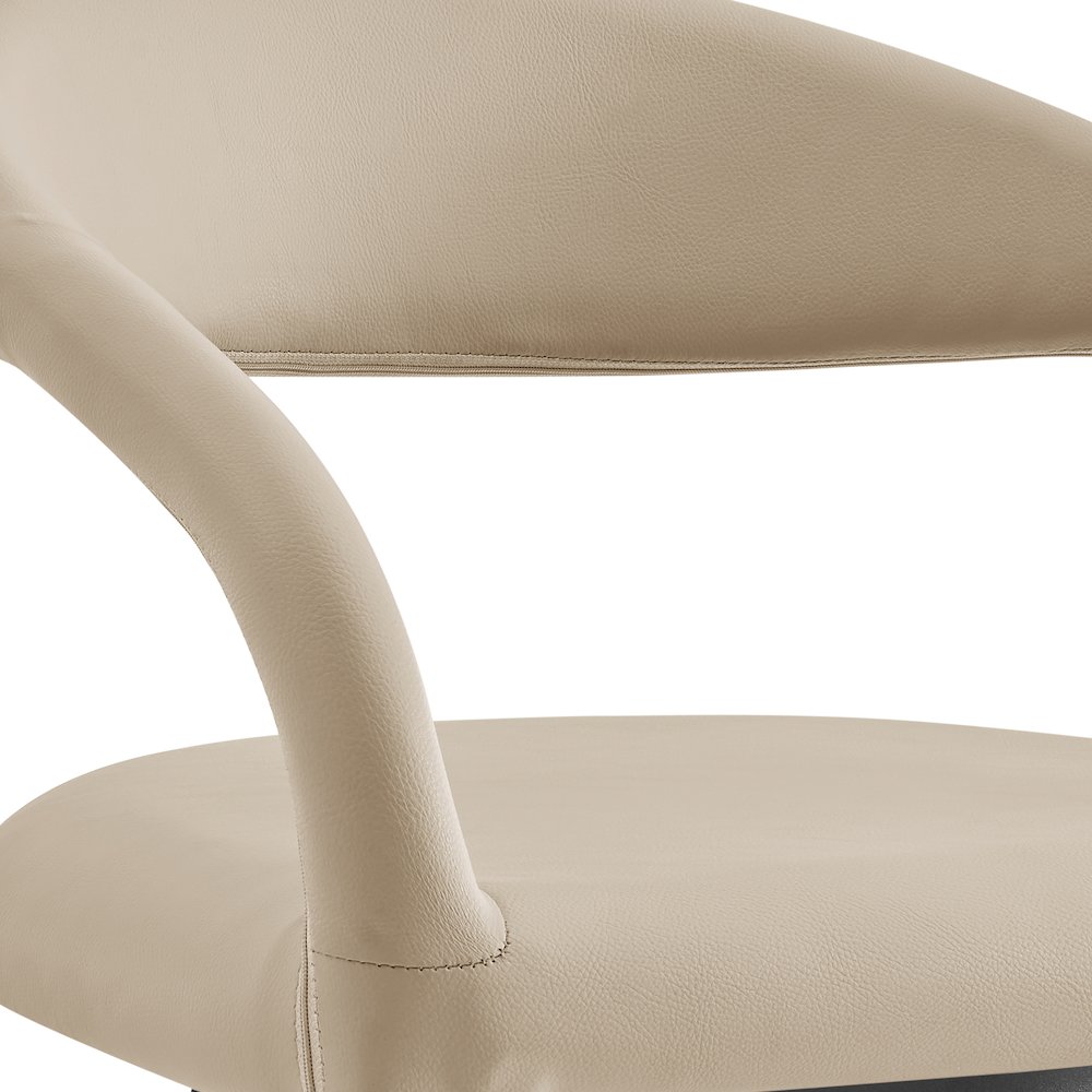 Ramona 26" Swivel Counter Stool with Matte Black Iron and Beige Faux Leather. Picture 6