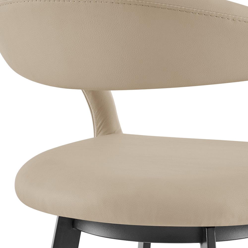 Ramona 26" Swivel Counter Stool with Matte Black Iron and Beige Faux Leather. Picture 7