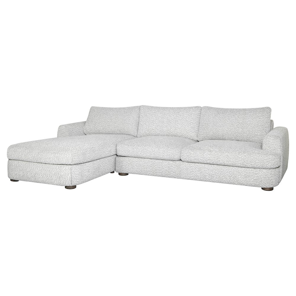 123 in. Left Arm Facing Rectangular Sectional Sofa, Round Arms, Speckled Stone. Picture 1