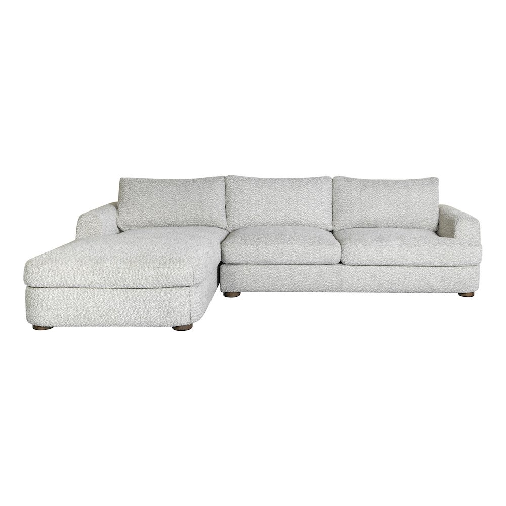 123 in. Left Arm Facing Rectangular Sectional Sofa, Round Arms, Speckled Stone. Picture 2