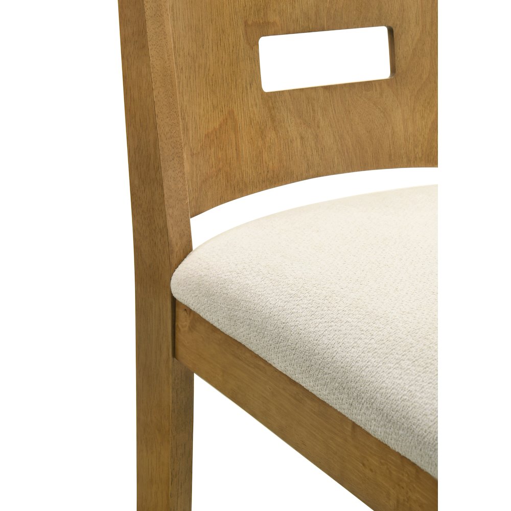 Ren 30 in. Amber Glow Bar Height Rubberwood Barstool with Ivory Fabric Seat. Picture 6