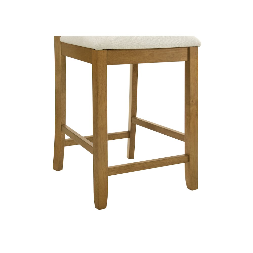 Ren 30 in. Amber Glow Bar Height Rubberwood Barstool with Ivory Fabric Seat. Picture 7