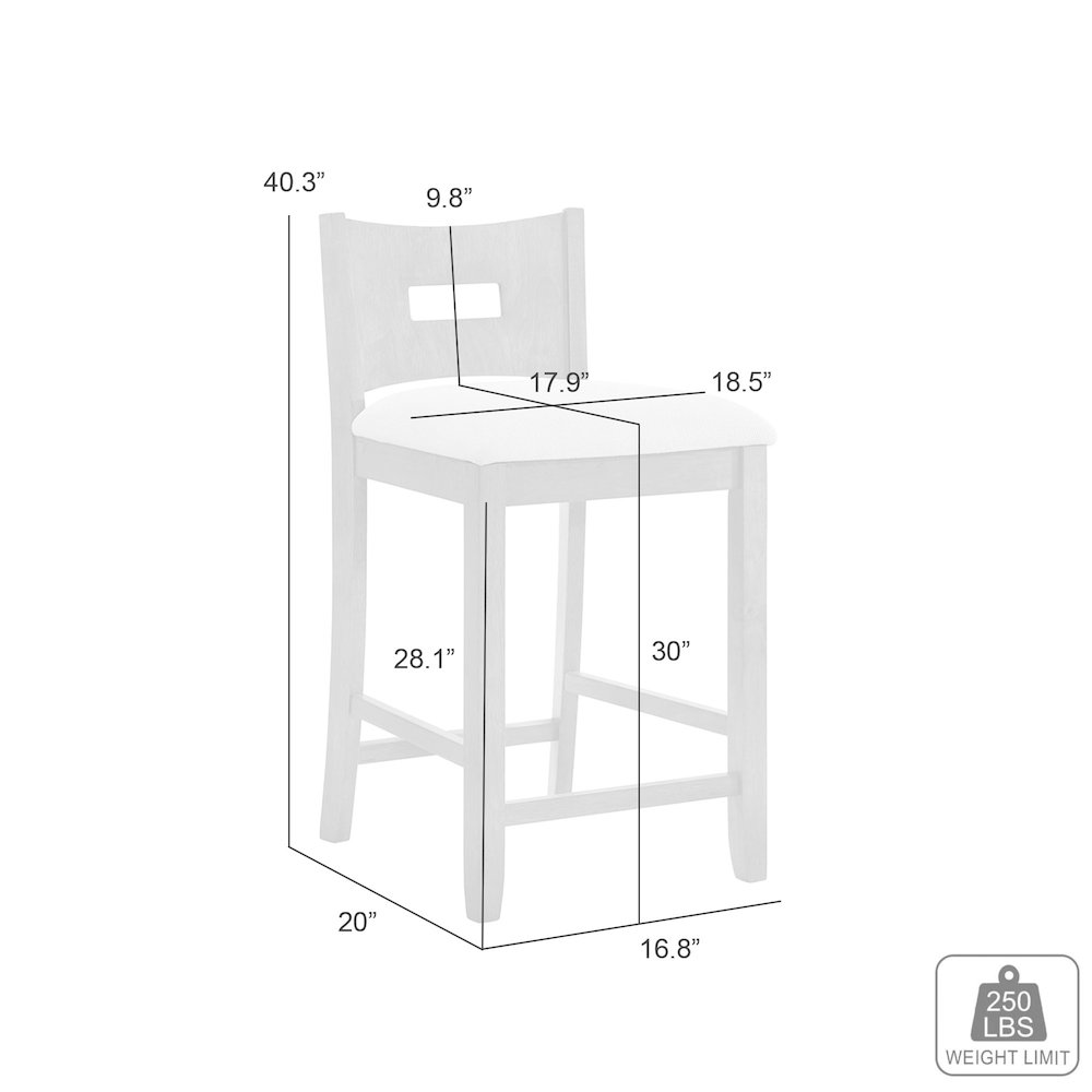 Ren 30 in. Amber Glow Bar Height Rubberwood Barstool with Ivory Fabric Seat. Picture 8
