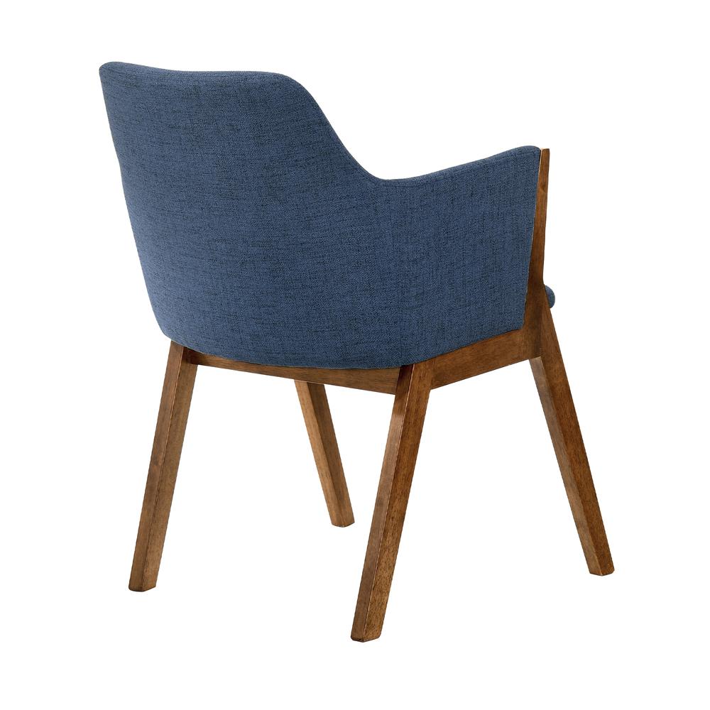 Renzo Blue Fabric and Walnut Wood Dining Side Chairs - Set of 2. Picture 4