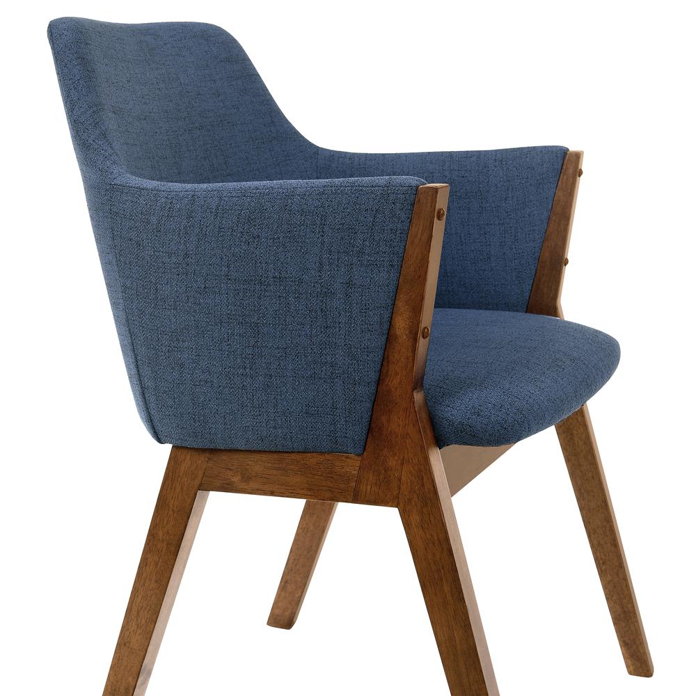 Renzo Blue Fabric and Walnut Wood Dining Side Chairs - Set of 2. Picture 5