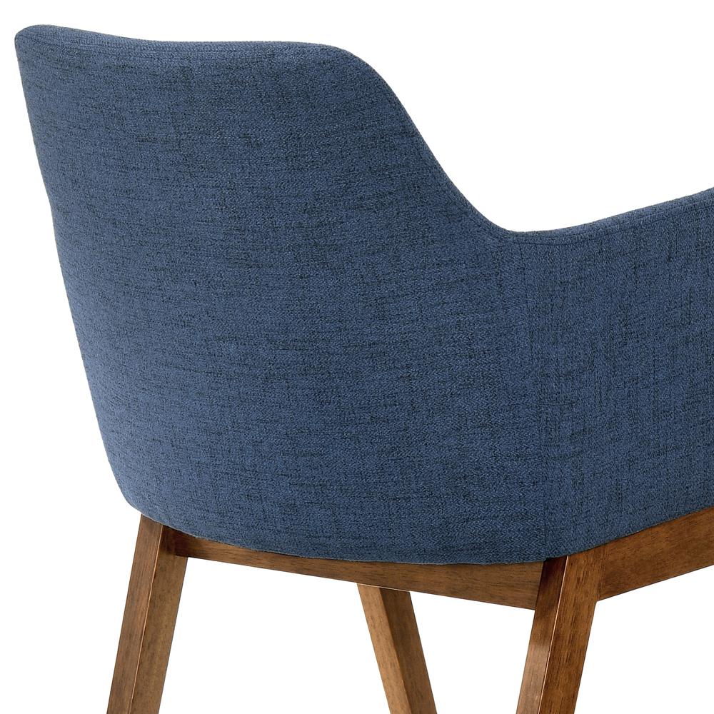 Renzo Blue Fabric and Walnut Wood Dining Side Chairs - Set of 2. Picture 6
