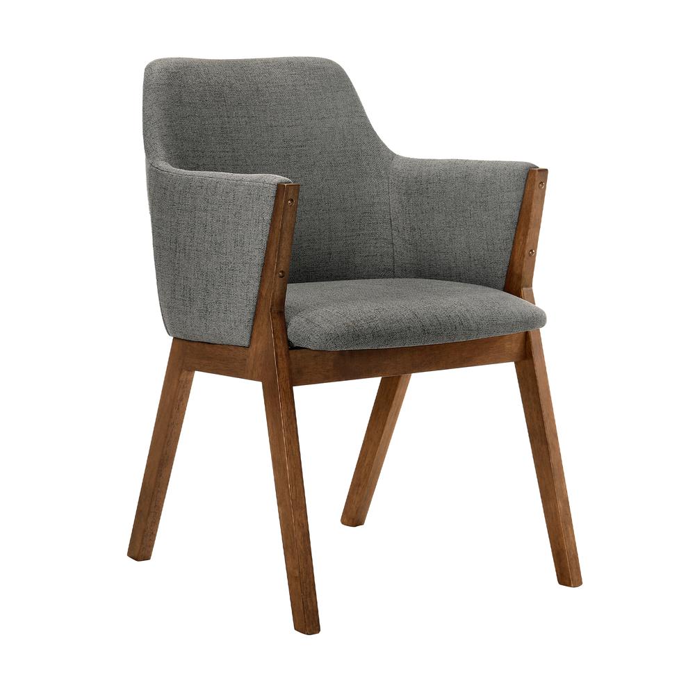 Renzo Charcoal Fabric and Walnut Wood Dining Side Chairs - Set of 2. Picture 2