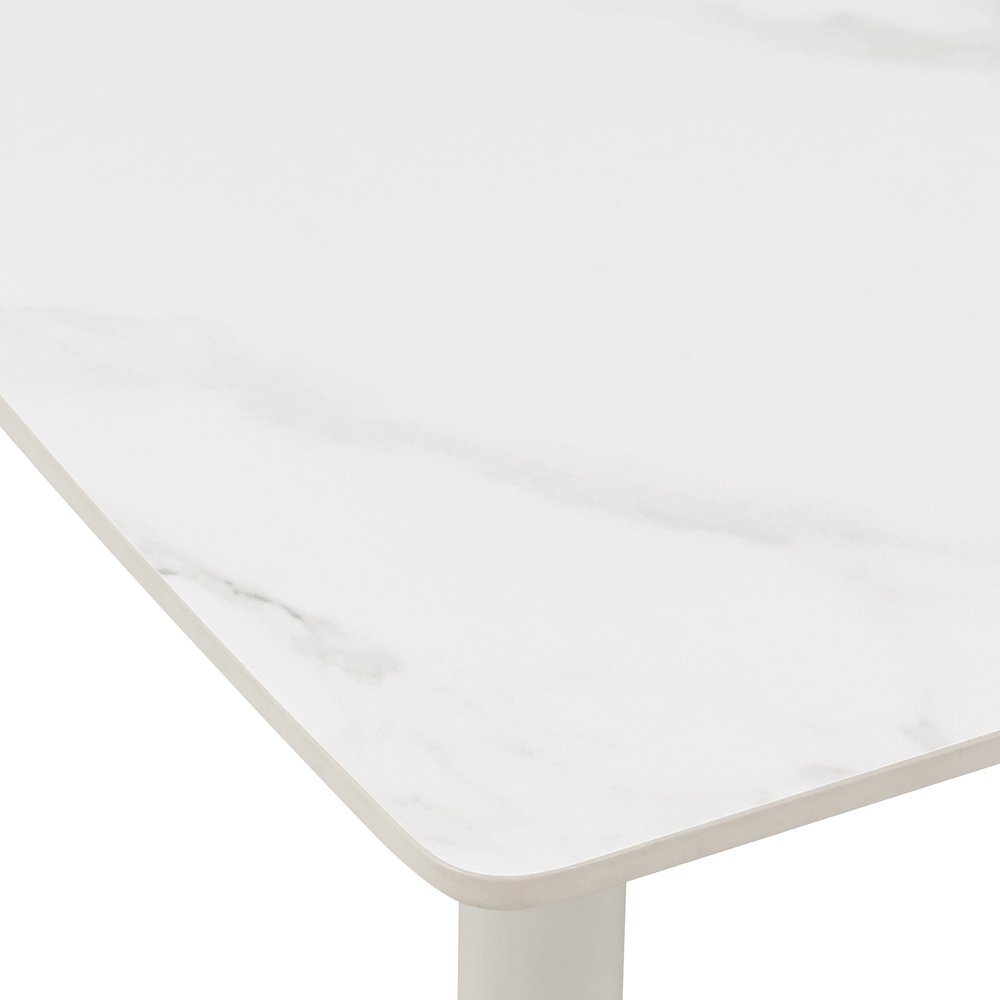 Rhodes Outdoor Patio Rectangular Coffee Table in Snowy Sintered Stone. Picture 5