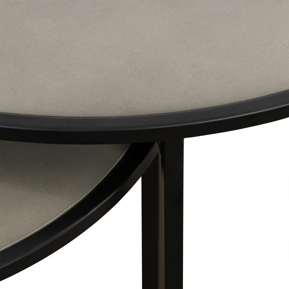 Rina Concrete and Black Metal 2 Piece Nesting Coffee Table Set. Picture 5