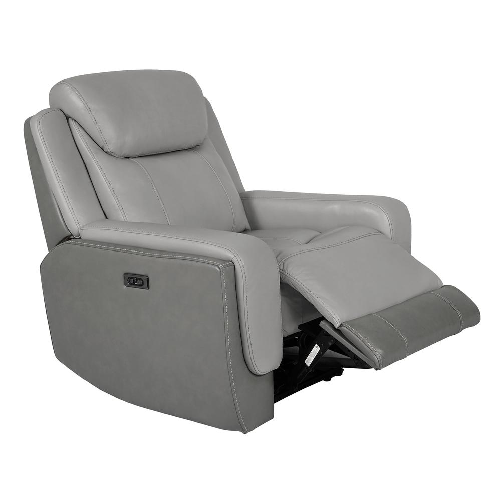 Rosalyn Zero Gravity Power Recliner in Silver and Gray Leather. Picture 2