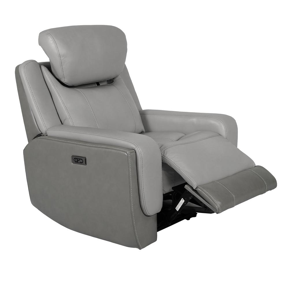 Rosalyn Zero Gravity Power Recliner in Silver and Gray Leather. Picture 3
