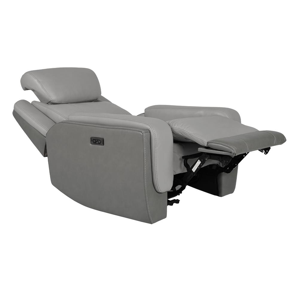 Rosalyn Zero Gravity Power Recliner in Silver and Gray Leather. Picture 4