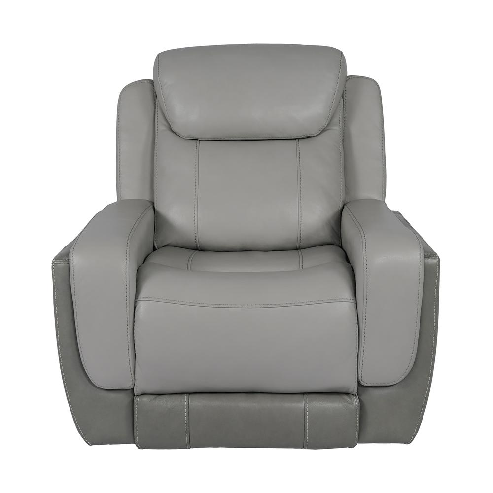 Rosalyn Zero Gravity Power Recliner in Silver and Gray Leather. Picture 5