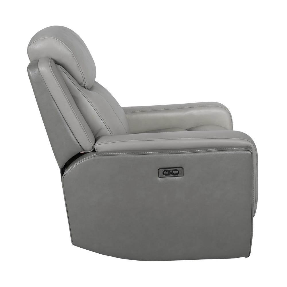 Rosalyn Zero Gravity Power Recliner in Silver and Gray Leather. Picture 6