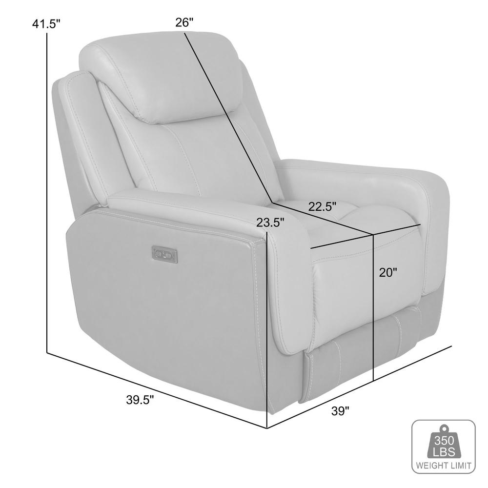 Rosalyn Zero Gravity Power Recliner in Silver and Gray Leather. Picture 12