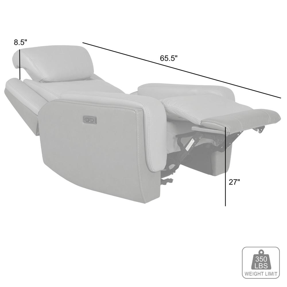 Rosalyn Zero Gravity Power Recliner in Silver and Gray Leather. Picture 13