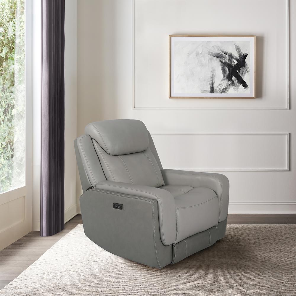 Rosalyn Zero Gravity Power Recliner in Silver and Gray Leather. Picture 14