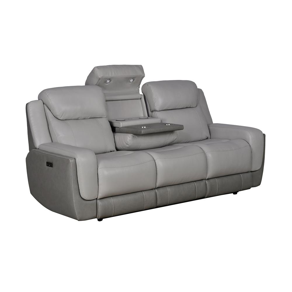 87" Zero Gravity Power Reclining Sofa with Dropdown Console in Silver. Picture 4