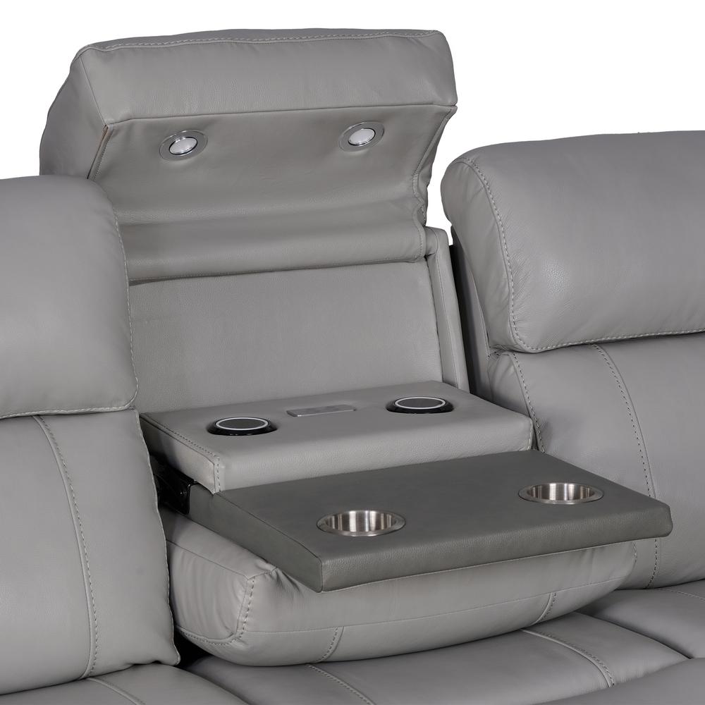 87" Zero Gravity Power Reclining Sofa with Dropdown Console in Silver. Picture 8