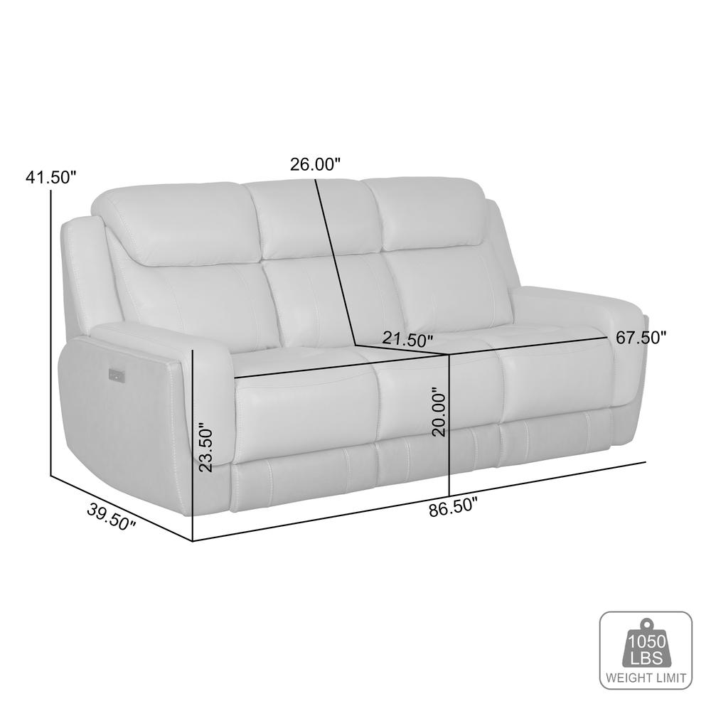87" Zero Gravity Power Reclining Sofa with Dropdown Console in Silver. Picture 12
