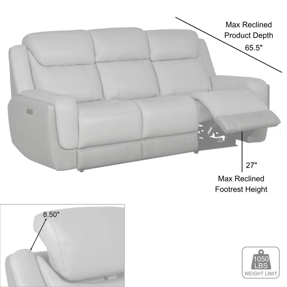 87" Zero Gravity Power Reclining Sofa with Dropdown Console in Silver. Picture 13