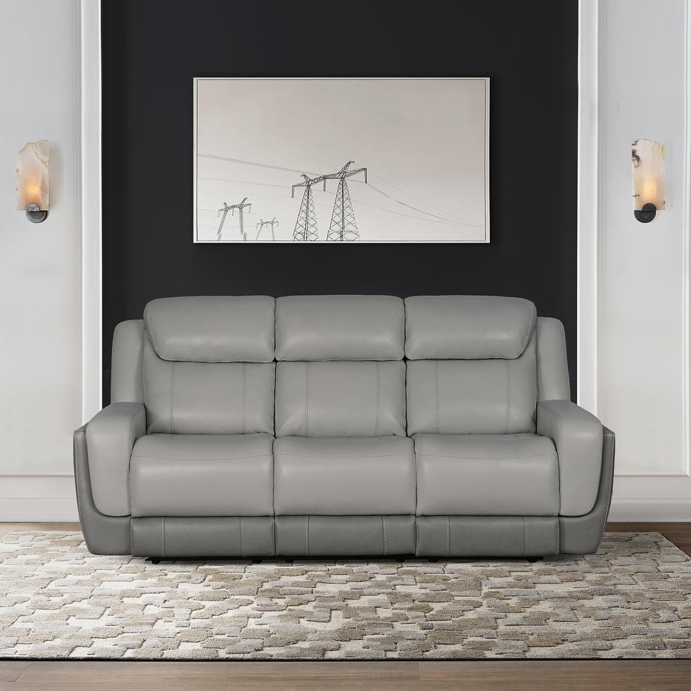 87" Zero Gravity Power Reclining Sofa with Dropdown Console in Silver. Picture 14