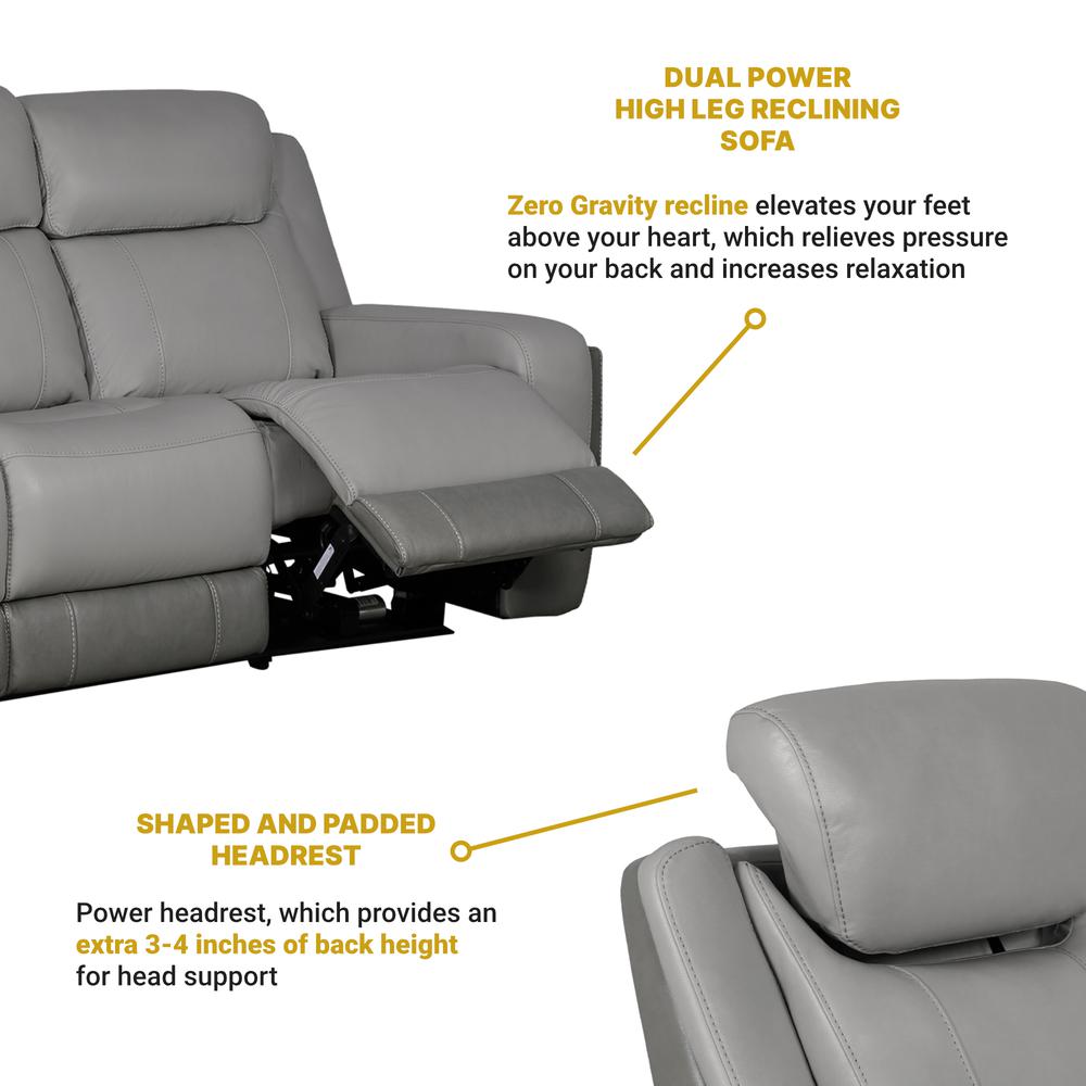 87" Zero Gravity Power Reclining Sofa with Dropdown Console in Silver. Picture 10